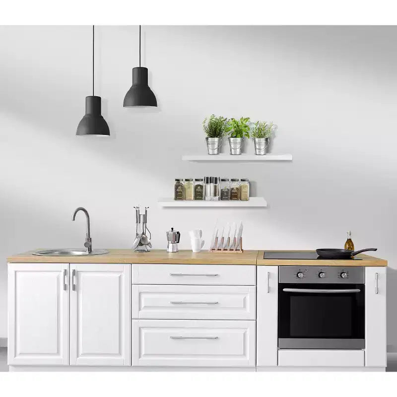 Set di 3 mensole galleggianti rettangolari Sorbus (24x9) con staffe invisibili - per camera da letto, cucina, bagno