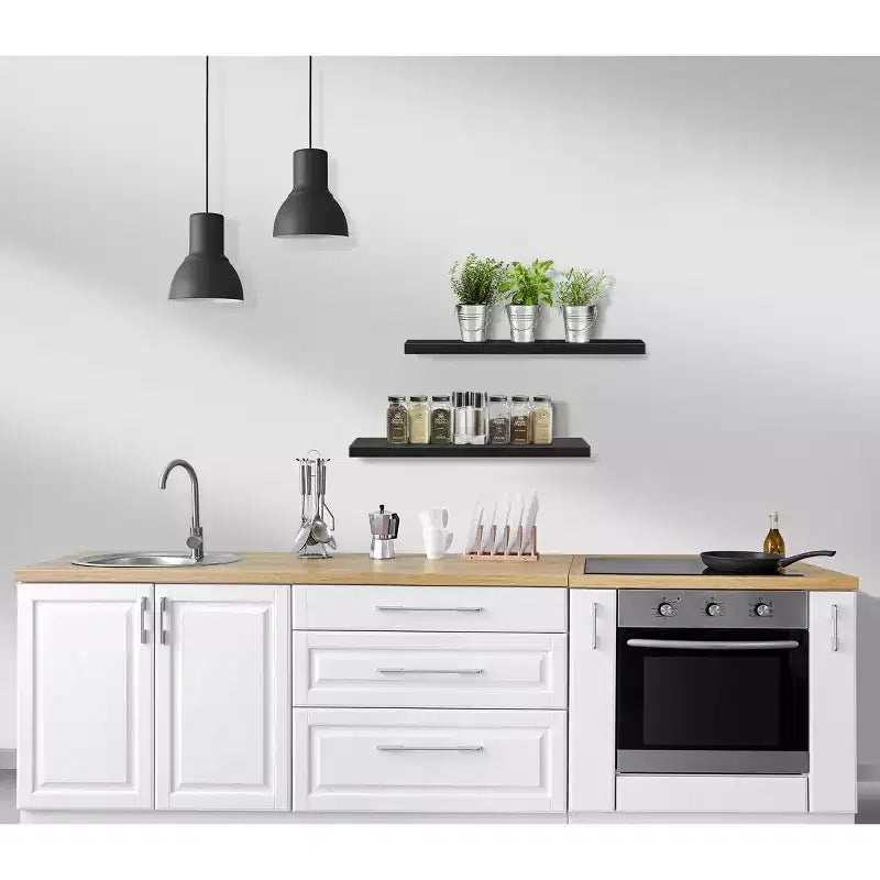 Set di 3 mensole galleggianti rettangolari Sorbus (24x9) con staffe invisibili - per camera da letto, cucina, bagno