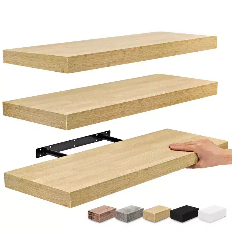 Set di 3 mensole galleggianti rettangolari Sorbus (24x9) con staffe invisibili - per camera da letto, cucina, bagno