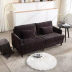 Divanetto Sofà in Tessuto Ciniglia Mid-Century, Divano Moderno Imbottito a 2 Posti
