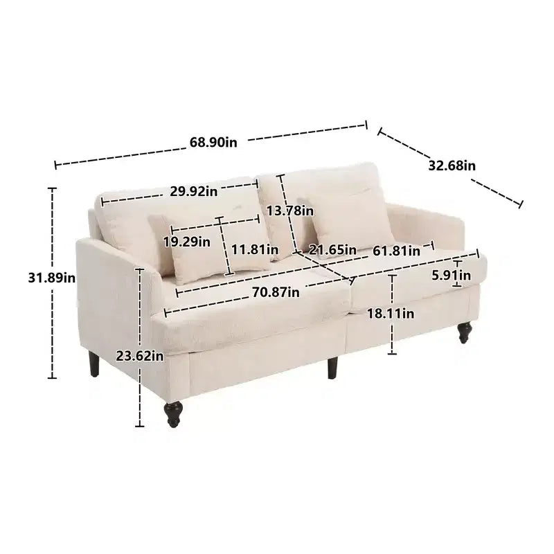 Divanetto Sofà in Tessuto Ciniglia Mid-Century, Divano Moderno Imbottito a 2 Posti