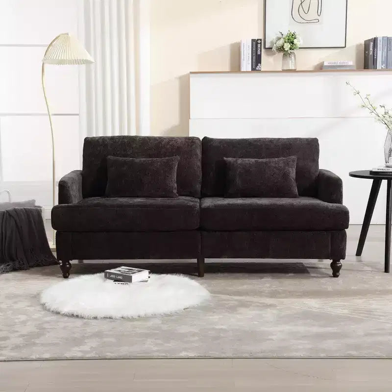 Divanetto Sofà in Tessuto Ciniglia Mid-Century, Divano Moderno Imbottito a 2 Posti