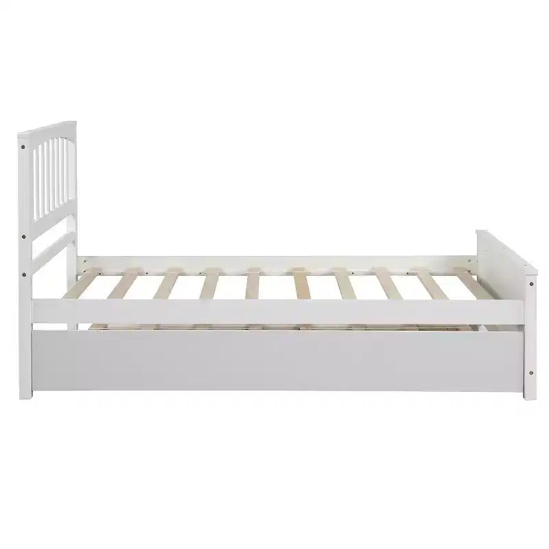 Piattaforma doppia con letto estraibile, struttura del letto in legno con testiera e pediera per la camera da letto