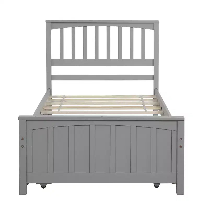 Piattaforma doppia con letto estraibile, struttura del letto in legno con testiera e pediera per la camera da letto