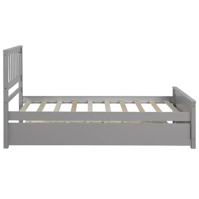 Piattaforma doppia con letto estraibile, struttura del letto in legno con testiera e pediera per la camera da letto