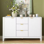 Credenza con motivo a onde - 3 ripiani regolabili, 3 cassetti e ante con chiusura ammortizzata, mobile consolle contenitore con maniglie in metallo