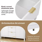 Credenza con motivo a onde - 3 ripiani regolabili, 3 cassetti e ante con chiusura ammortizzata, mobile consolle contenitore con maniglie in metallo