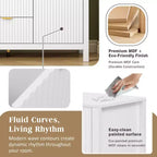 Credenza con motivo a onde - 3 ripiani regolabili, 3 cassetti e ante con chiusura ammortizzata, mobile consolle contenitore con maniglie in metallo