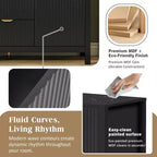 Credenza con motivo a onde - 3 ripiani regolabili, 3 cassetti e ante con chiusura ammortizzata, mobile consolle contenitore con maniglie in metallo