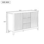 Credenza con motivo a onde - 3 ripiani regolabili, 3 cassetti e ante con chiusura ammortizzata, mobile consolle contenitore con maniglie in metallo