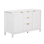 Credenza con motivo a onde - 3 ripiani regolabili, 3 cassetti e ante con chiusura ammortizzata, mobile consolle contenitore con maniglie in metallo