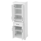 Mobiletto da Bagno Indipendente con Cassetto, Ripiani Regolabili, Ante con Cerniere Ammortizzate, Finitura Verniciata Durevole, Bianco - ModernLuxe