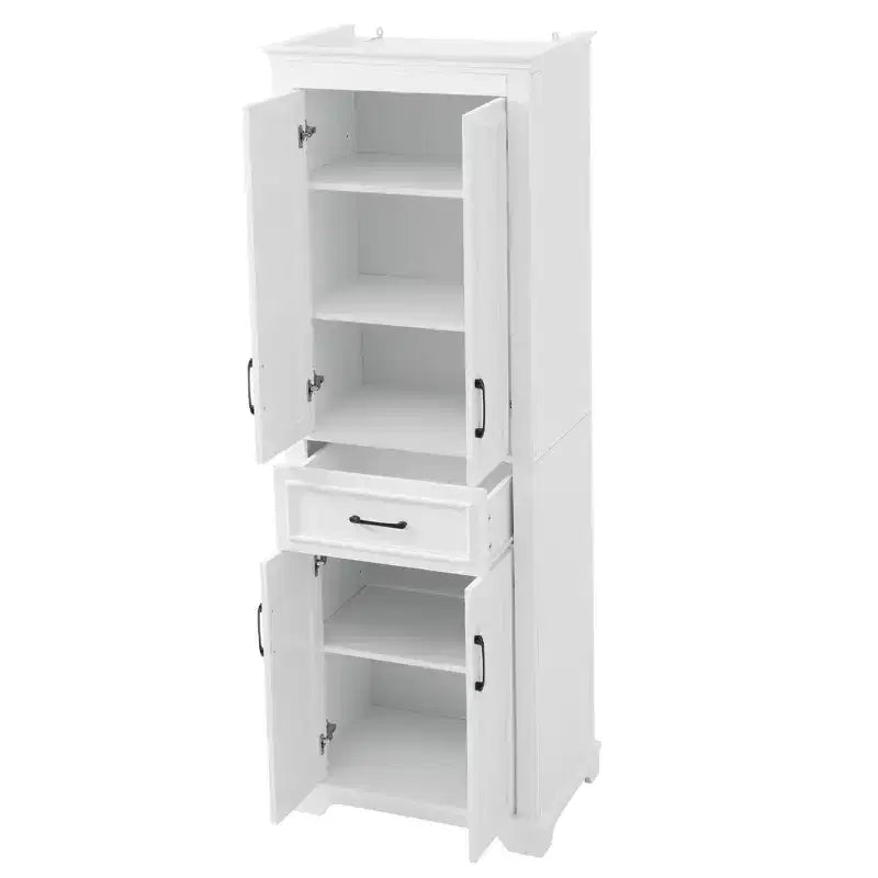 Mobiletto da Bagno Indipendente con Cassetto, Ripiani Regolabili, Ante con Cerniere Ammortizzate, Finitura Verniciata Durevole, Bianco - ModernLuxe