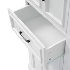 Mobiletto da Bagno Indipendente con Cassetto, Ripiani Regolabili, Ante con Cerniere Ammortizzate, Finitura Verniciata Durevole, Bianco - ModernLuxe