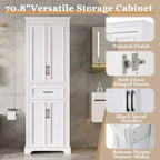 Mobiletto da Bagno Indipendente con Cassetto, Ripiani Regolabili, Ante con Cerniere Ammortizzate, Finitura Verniciata Durevole, Bianco - ModernLuxe