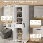 Mobiletto da Bagno Indipendente con Cassetto, Ripiani Regolabili, Ante con Cerniere Ammortizzate, Finitura Verniciata Durevole, Bianco - ModernLuxe