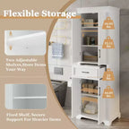 Mobiletto da Bagno Indipendente con Cassetto, Ripiani Regolabili, Ante con Cerniere Ammortizzate, Finitura Verniciata Durevole, Bianco - ModernLuxe