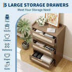Comò Boho a 5 cassetti in rattan per camera da letto, cassettiera grande in legno, armadio contenitore per vestiti, organizer comodino per corridoio, soggiorno