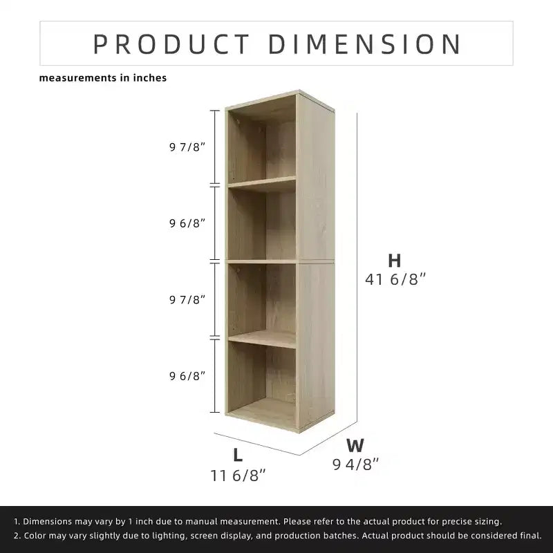 Libreria Etagere in legno alta 41,93 pollici con 4 ripiani regolabili
