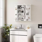 Mobiletto a specchio per bagno a parete, armadietto da bagno a parete con specchio e 6 ripiani aperti