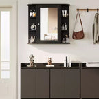 Mobiletto a specchio per bagno a parete, armadietto da bagno a parete con specchio e 6 ripiani aperti