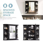Mobiletto a specchio per bagno a parete, armadietto da bagno a parete con specchio e 6 ripiani aperti