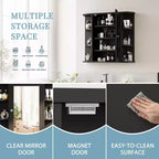 Mobiletto a specchio per bagno a parete, armadietto da bagno a parete con specchio e 6 ripiani aperti