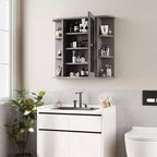 Mobiletto a specchio per bagno a parete, armadietto da bagno a parete con specchio e 6 ripiani aperti