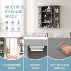 Mobiletto a specchio per bagno a parete, armadietto da bagno a parete con specchio e 6 ripiani aperti