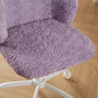 Sedia da Ufficio in Pelliccia Sintetica di Coniglio - Base in Metallo, Girevole Regolabile, Sedia da Toilette, Viola