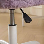 Sedia da Ufficio in Pelliccia Sintetica di Coniglio - Base in Metallo, Girevole Regolabile, Sedia da Toilette, Viola
