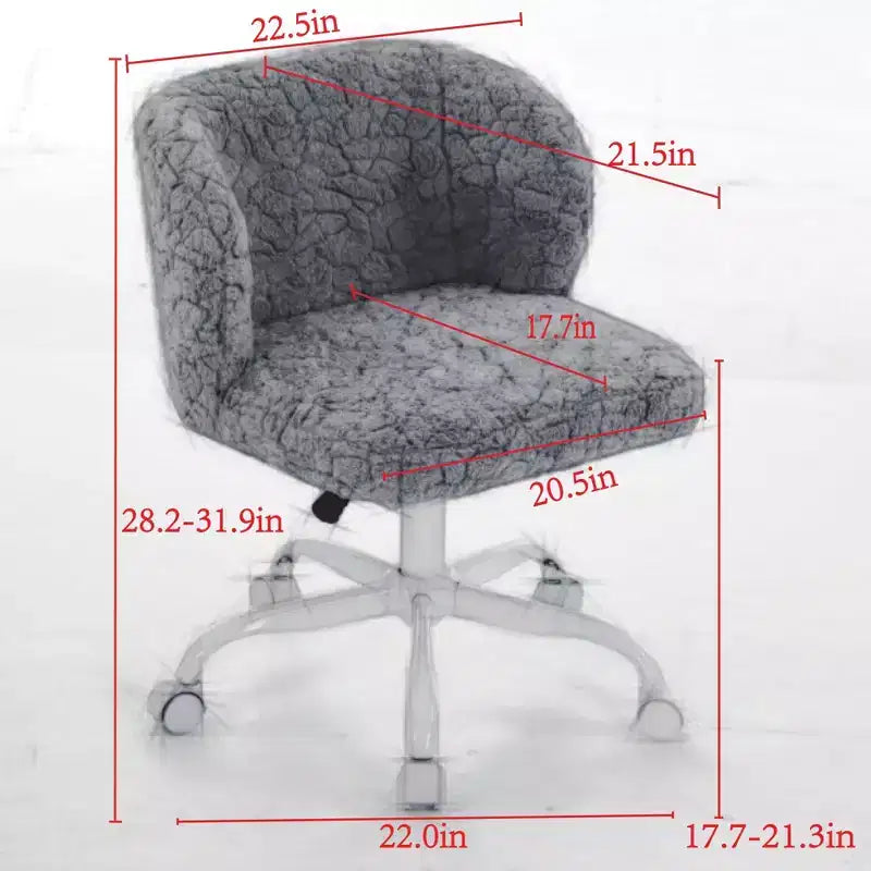 Sedia da Ufficio in Pelliccia Sintetica di Coniglio - Base in Metallo, Girevole Regolabile, Sedia da Toilette, Viola