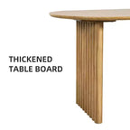 Tavolo da pranzo ovale 79 per 6-8, in legno, per cucina, con piano antigraffio e gambe a strisce, stile moderno-rustico, per soggiorno o cucina, colore naturale