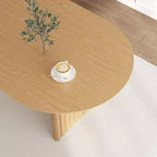 Tavolo da pranzo ovale 79 per 6-8, in legno, per cucina, con piano antigraffio e gambe a strisce, stile moderno-rustico, per soggiorno o cucina, colore naturale