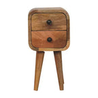 HomeRoots 16 Oak Solid Wood Square Two Drawer Nightstand