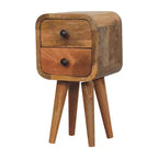 Comodino quadrato a due cassetti in legno massello di quercia, 16 pollici