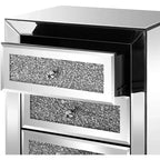 Comodino a specchio con 3 cassetti Tavolino moderno Comodino con finitura a specchio