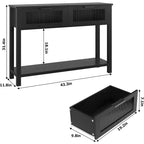 Tavolo da ingresso da 43,3'', Consolle in legno con 2 cassetti in vetro e ripiano aperto, Mobile contenitore da ingresso dietro divano, per soggiorno, corridoio
