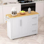 Isola da Cucina con Piano a Ribalta e Cassetti, Carrello da Cucina Mobile con Ripiani, Credenza Pieghevole da Pranzo