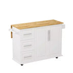 Isola da Cucina con Piano a Ribalta e Cassetti, Carrello da Cucina Mobile con Ripiani, Credenza Pieghevole da Pranzo