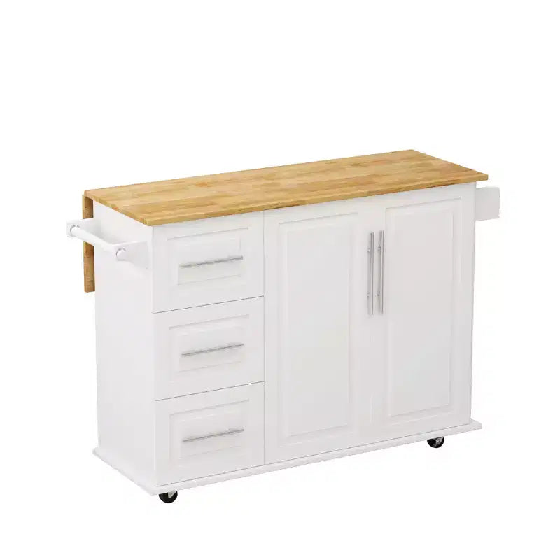 Isola da Cucina con Piano a Ribalta e Cassetti, Carrello da Cucina Mobile con Ripiani, Credenza Pieghevole da Pranzo