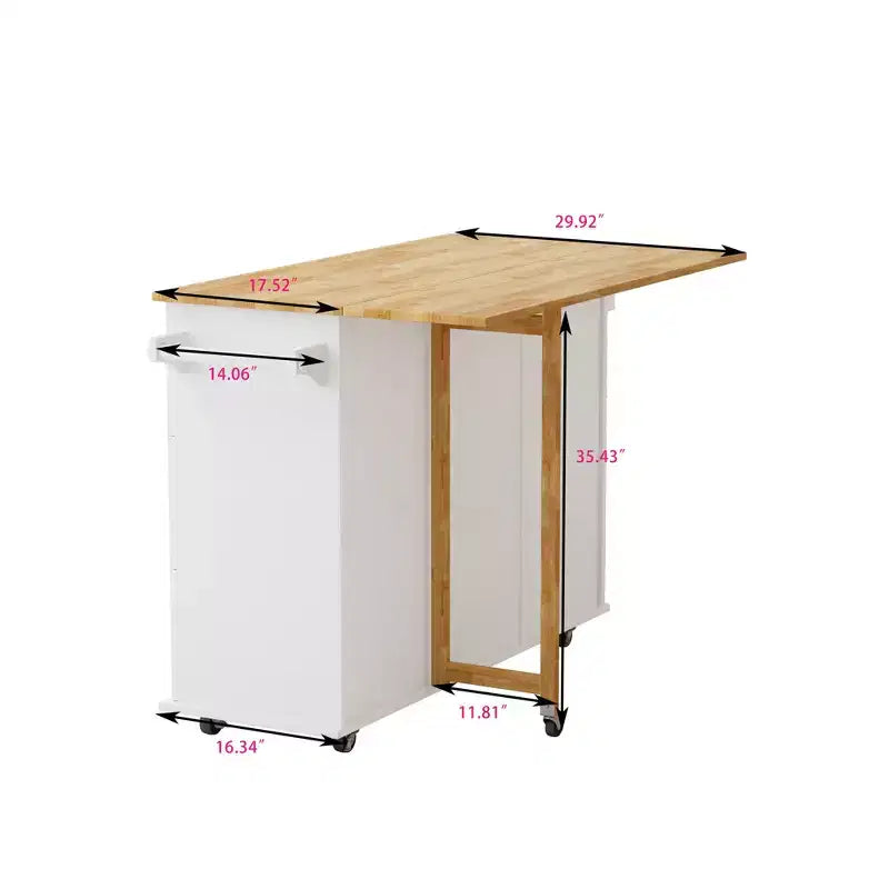Isola da Cucina con Piano a Ribalta e Cassetti, Carrello da Cucina Mobile con Ripiani, Credenza Pieghevole da Pranzo