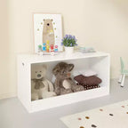 Contenitore Portagiochi Aperto per Bambini, Cesta Contenitore in Legno, Grande Spazio - Bianco