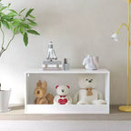 Contenitore Portagiochi Aperto per Bambini, Cesta Contenitore in Legno, Grande Spazio - Bianco