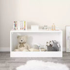Contenitore Portagiochi Aperto per Bambini, Cesta Contenitore in Legno, Grande Spazio - Bianco