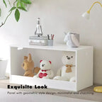 Contenitore Portagiochi Aperto per Bambini, Cesta Contenitore in Legno, Grande Spazio - Bianco