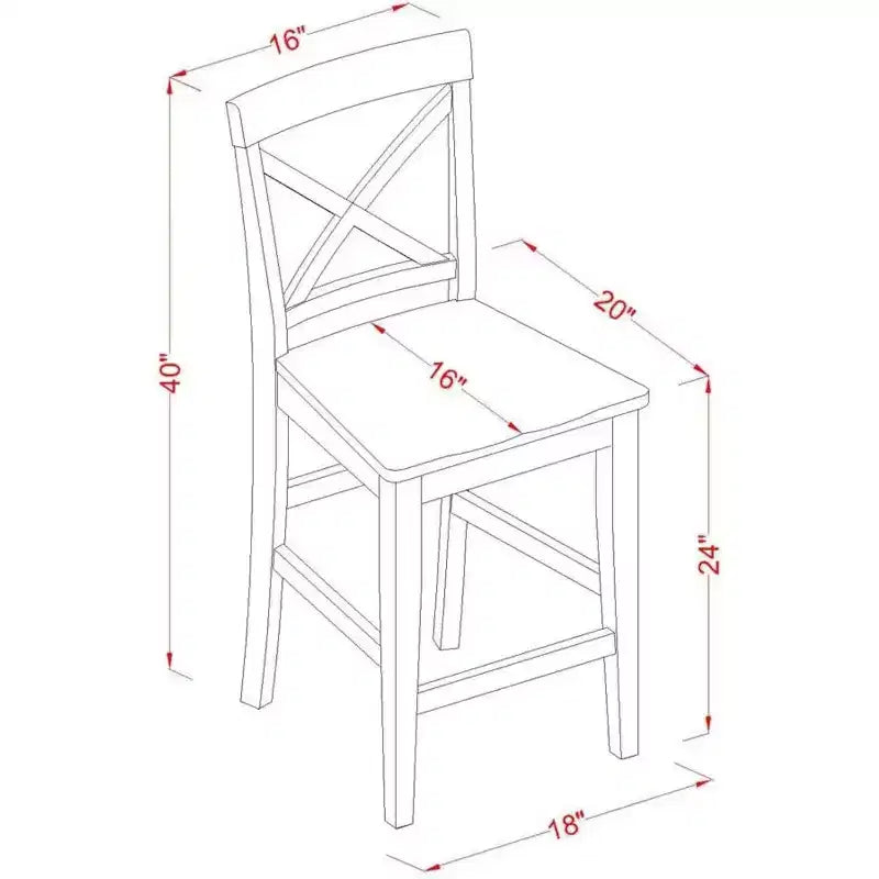 Sgabello da bar per bancone in legno con schienale alto finitura marrone da 41,5 pollici di altezza, forma rettangolare e senza tappezzeria in legno