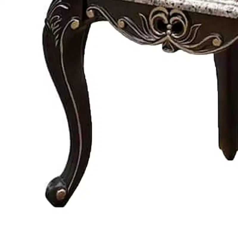 Tavolino, Legno Noce Scuro, Dettagli Intagliati, 71 cm