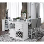 Set di 2 Sgabelli da bar Pritzker ad altezza bancone, bianco antico: Borchie, Rivestimento in Lino - HOMES: Inside + Out