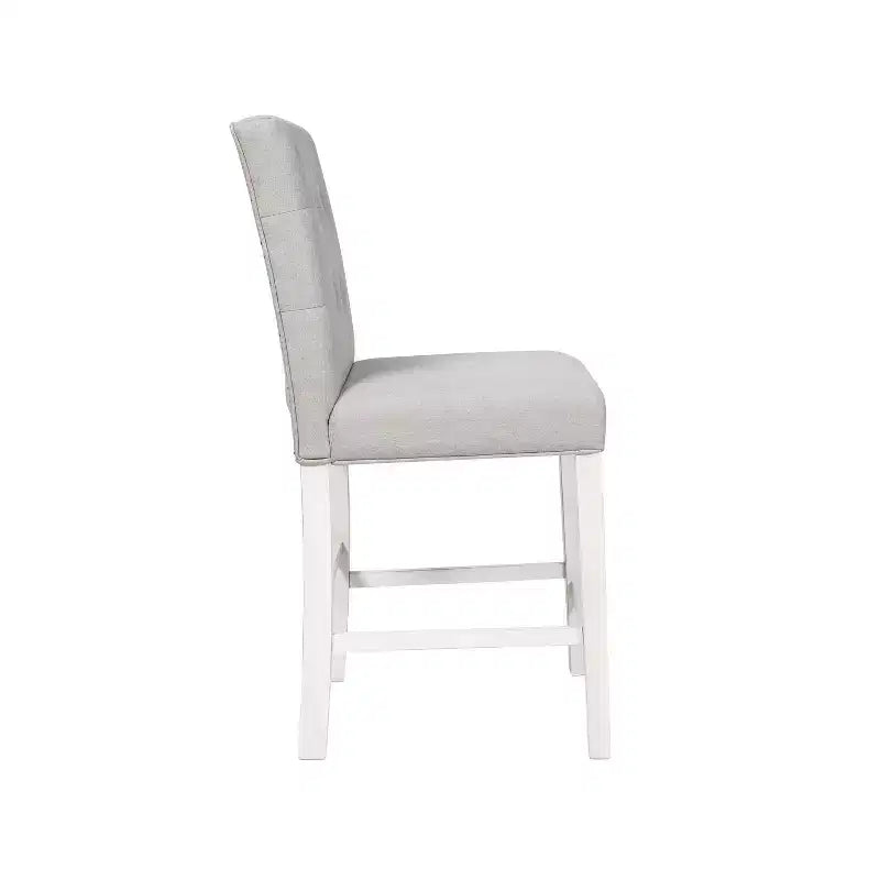 Set di 2 Sgabelli da bar Pritzker ad altezza bancone, bianco antico: Borchie, Rivestimento in Lino - HOMES: Inside + Out